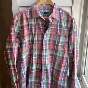 Gap plaid long sleeved shirt L